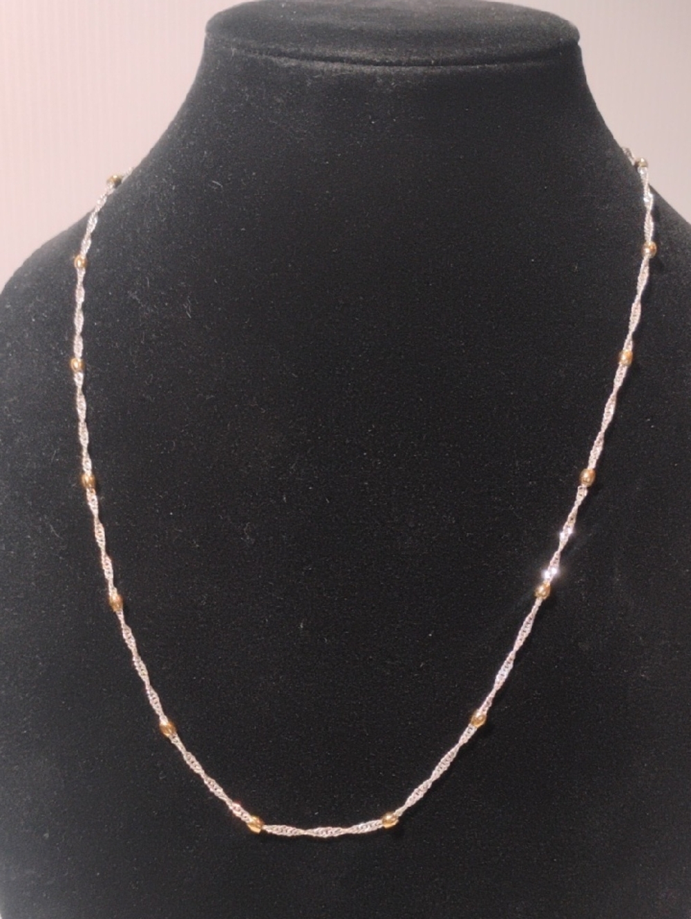 Napier Vintage Twisted Silver & Gold Beaded 24"  Necklace